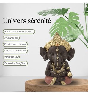  détail du visage serein de la statue bouddha ganesh