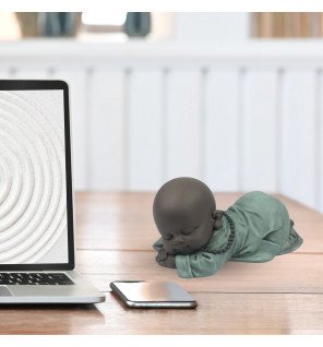  sculpture décorative en résine représentant un bonze endormi pour une touche de sérénité