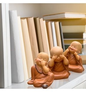  trio de figurines bonzes apportant harmonie et équilibre à la décoration