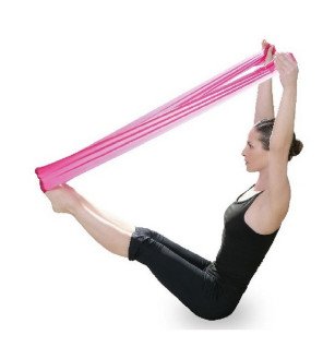 2 bandes pilates pour yoga & fitness sun&sia posées sur un tapis de sport