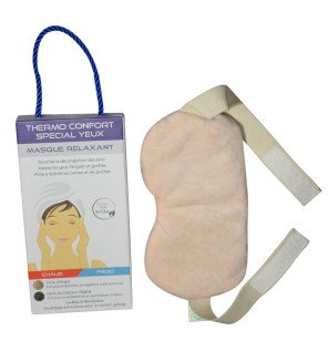 masque de relaxation visage et yeux ThermoConfort de la marque Sun&Sia posé sur un coussin moelleux