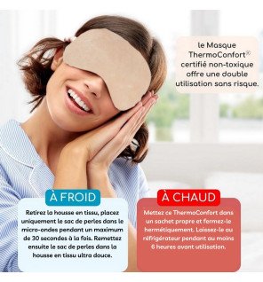  masque de relaxation Sun&Sia appliqué sur le visage pour une séance de thermothérapie à la maison