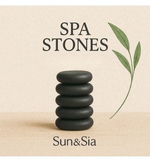  cinq pierres chaudes disposées en cercle sur un tapis de massage pour une expérience sensorielle