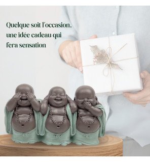  ensemble de trois bouddhas rieurs apportant sérénité à un espace de méditation
