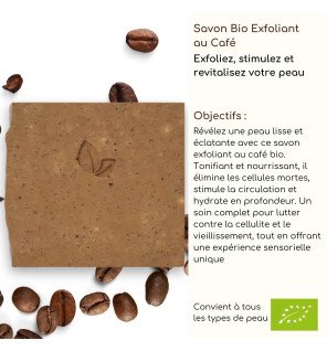  savon exfoliant au café bio emballé dans un papier kraft écologique