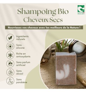 shampoing à l’argile blanche et huile de ricin présenté avec des ingrédients naturels