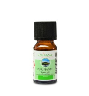  bouteille d'huile essentielle purifiante 10 ml dans un panier en osier pour une ambiance cocooning