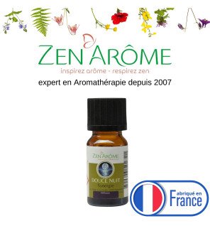  synergie d'huiles essentielles douce nuit au parfum floral sur fond de coussins moelleux