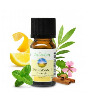  synergie d’huiles essentielles energisante utilisée lors d’une séance de relaxation dans un salon lumineux