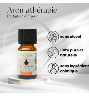  bouteille d'huile essentielle méditation 10 ml avec lumière douce en arrière-plan