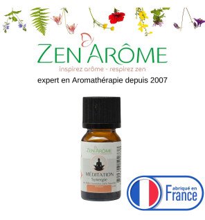  synergie d'huiles essentielles méditation 10 ml mise en scène avec des galets et une bougie