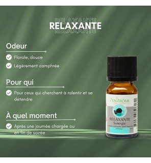  flacon d'huile essentielle relaxante entouré de fleurs séchées pour une atmosphère zen