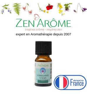  synergie stimulante présentée sur un plateau en bois avec accessoires de bien-être