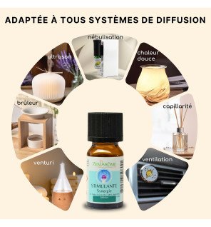  flacon d'huile essentielle stimulante 10 ml utilisé avec un diffuseur électrique moderne