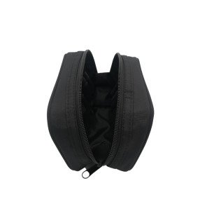  détail de la fermeture éclair robuste de la trousse de rangement noire pour huiles essentielles