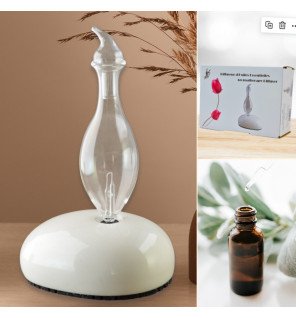  diffuseur d’huiles essentielles dan en fonctionnement dans une salle de bain pour un moment de détente