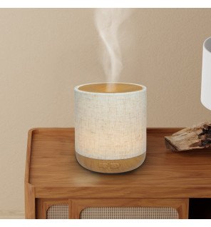  diffuseur alesia en toile de lin avec éclairage led allumé créant une ambiance relaxante