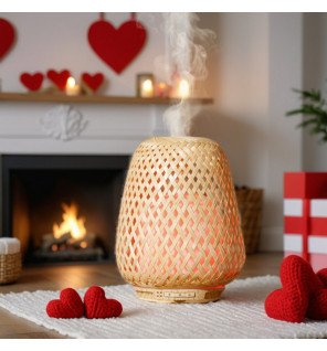  diffuseur d'huiles essentielles en bambou olaki avec éclairage led changeant de couleur