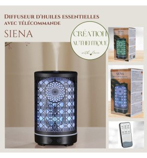  diffuseur siena placé sur une étagère avec des huiles essentielles à côté