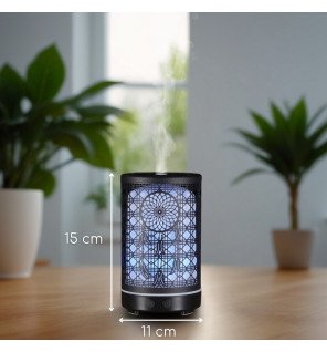  diffuseur d’huiles essentielles siena en métal noir dans une salle de bain lumineuse