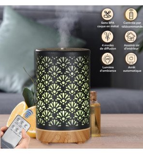  diffuseur sofia en fonctionnement avec vapeur visible et éclairage doux dans une pièce tamisée