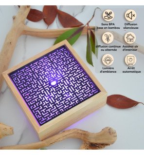  vue latérale du diffuseur kaori montrant la finesse de ses finitions en bois