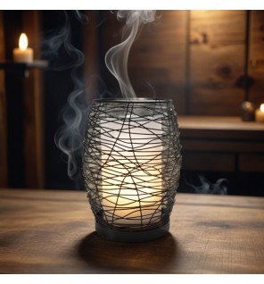  gros plan sur le diffuseur volupsia avec lumière led bleue allumée pour une ambiance apaisante