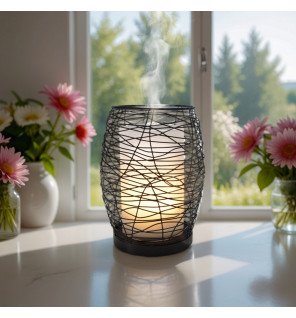  diffuseur zen'arôme avec éclairage led multicolore dans un salon épuré