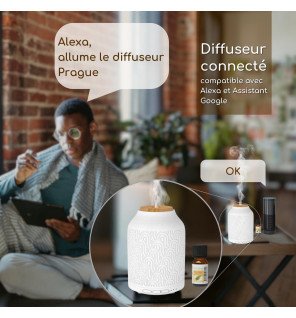  ambiance cocooning avec diffuseur prague diffusant une brume légère