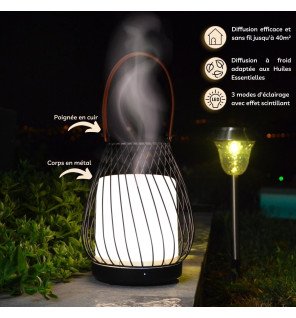  détail du cuir végétal marron entourant la base du diffuseur milano