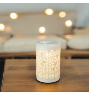  ambiance zen avec le diffuseur calorya n°9 entouré de plantes vertes et de bougies