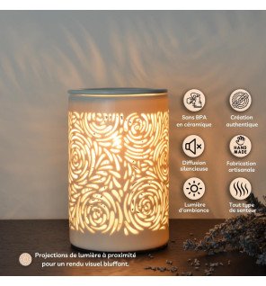  ambiance zen avec le diffuseur calorya n°8 entouré de plantes vertes et bougies