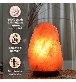  base en bois robuste soutenant la lampe de sel d'himalaya