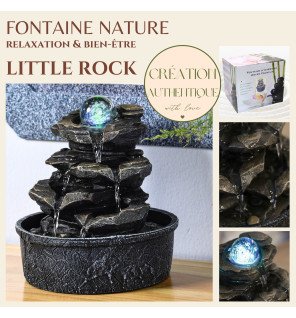  ambiance zen créée par la lumière led et le ruissellement de l'eau