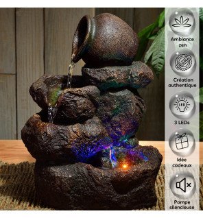  lumière douce émise par la led intégrée à la fontaine pour un effet cocooning