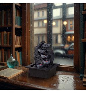  fontaine décorative en résine imitation pierre avec éclairage led intégré