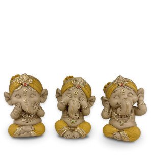  lot de statues ganesh jaune utilisé comme objet décoratif sur un bureau pour inviter à la sérénité
