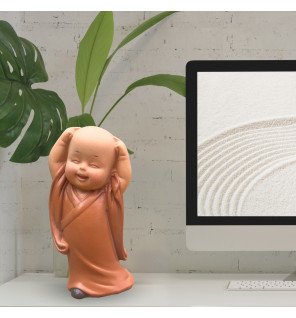 petite statue de bébé bonze souriant en résine