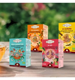  routine quotidienne illustrée par une tasse de tisane au réveil sur une table de chevet