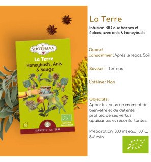  gros plan sur une tasse de tisane fumante à côté d’un sachet d’infusion