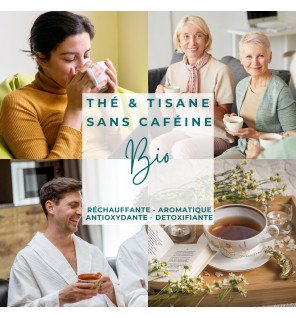  sachets d’infusions détente disposés dans une corbeille en osier