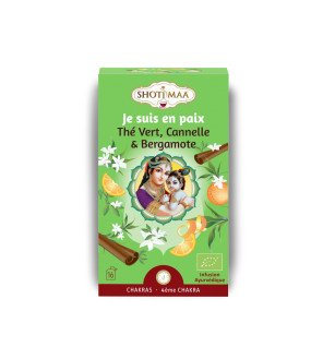  détail du packaging écologique de la tisane bio matinale mettant en avant la sérénité du moment