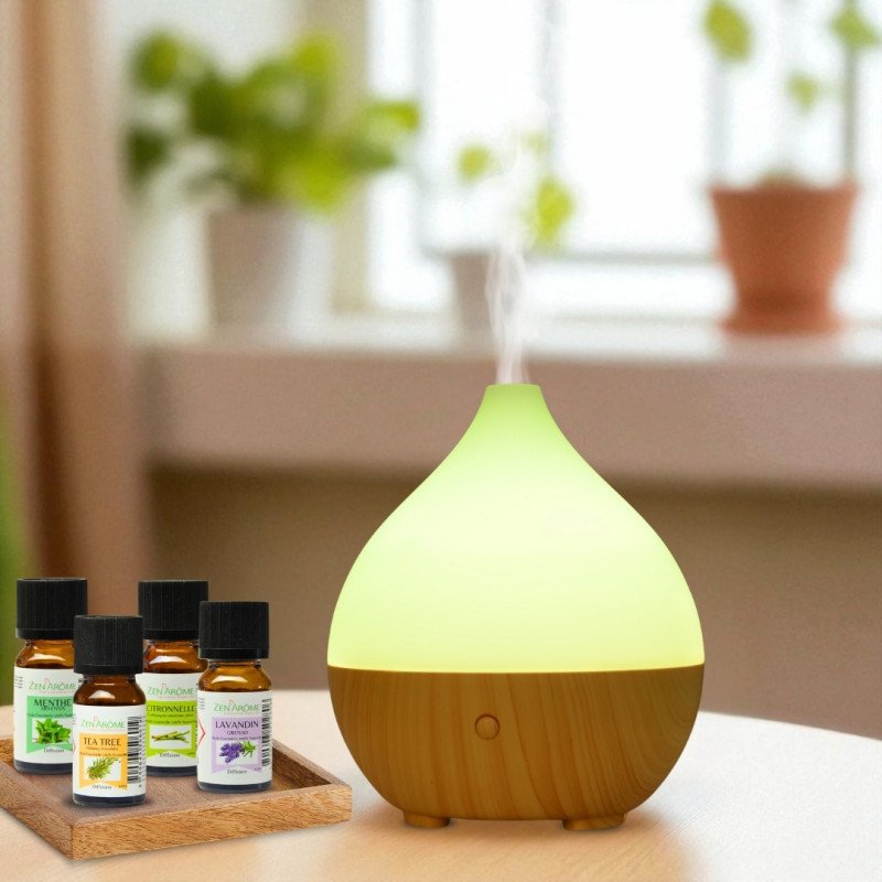 Diffuseur ultrason Leo + 4 huiles essentielles indispensables