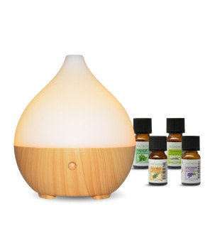 Zenaterra-Diffuseur ultrason Leo + 4 huiles essentielles indispensables-Zen'Arôme-Coffrets Aromathérapie