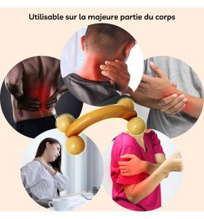 vue rapprochée de la texture lisse du bois naturel des accessoires de massage