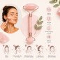 Masseur roller visage en quartz rose Masseur roller visage en quartz rose