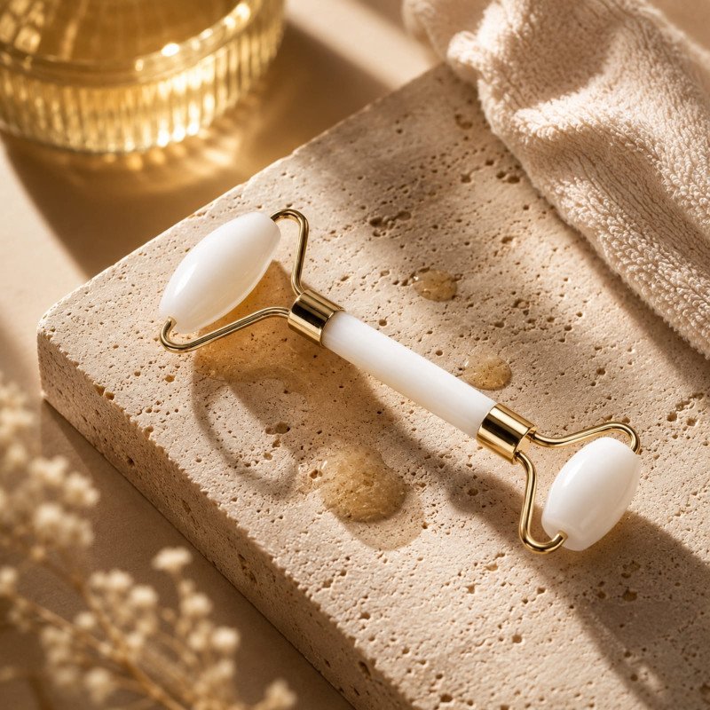 Masseur roller en pierre de jade blanc Masseur roller en pierre de jade blanc