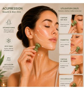 Champi Gua Sha en pierre de jade vert