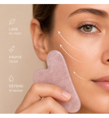 Gua sha en quartz rose