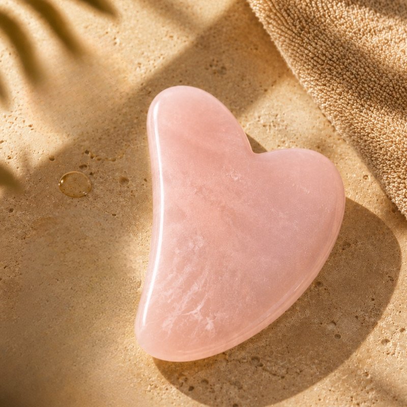 Gua sha en quartz rose